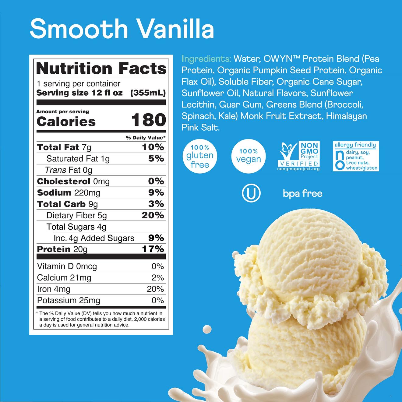 Owyn Smooth Vanilla Protein Shake 12oz