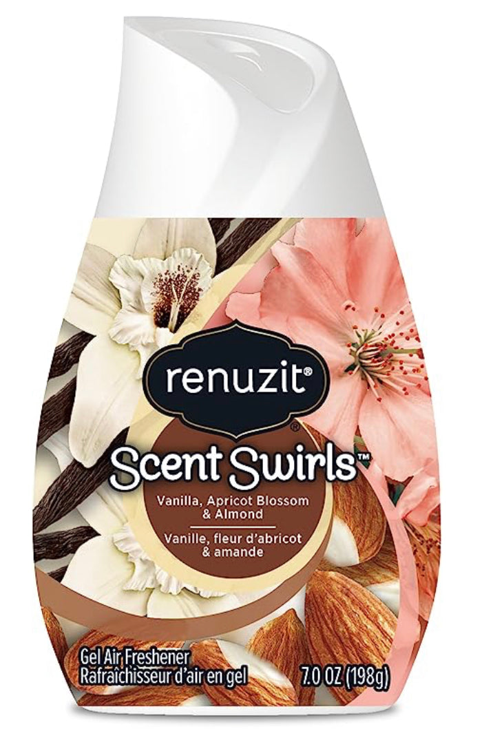 Renuzit Scent Swirls Air Freshener Gel Vanilla, Apricot Blossom & Almond 7oz
