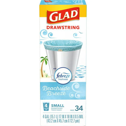 Glad Drawstring Small Beachside Breeze 34ct