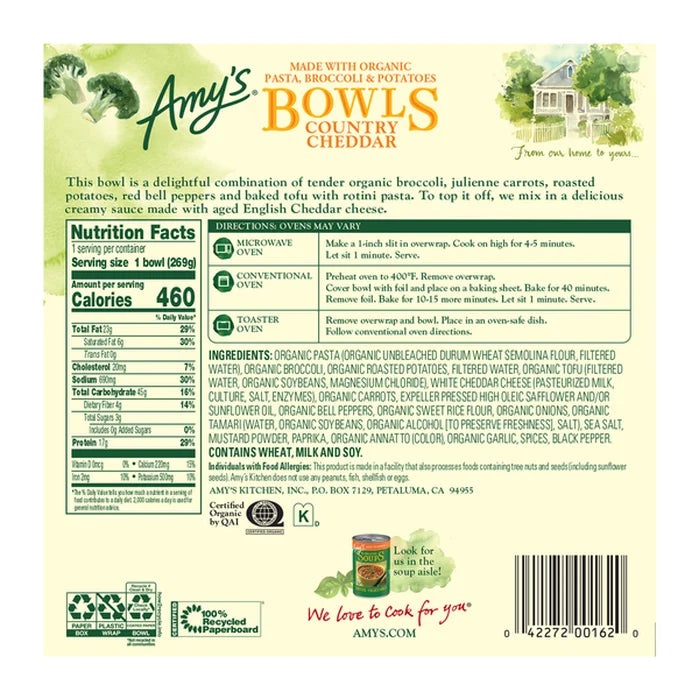 Amy's Bowls Country Cheddar 9.5oz