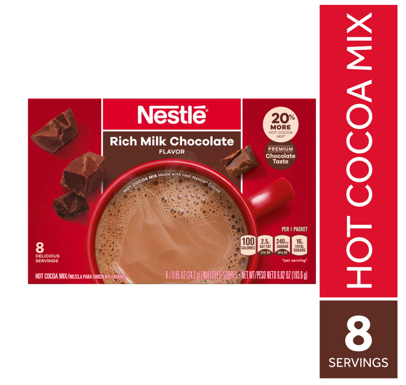 Nestle Hot Cocoa Rich Milk Chocolate Flavored Mix 6.829oz 8ct