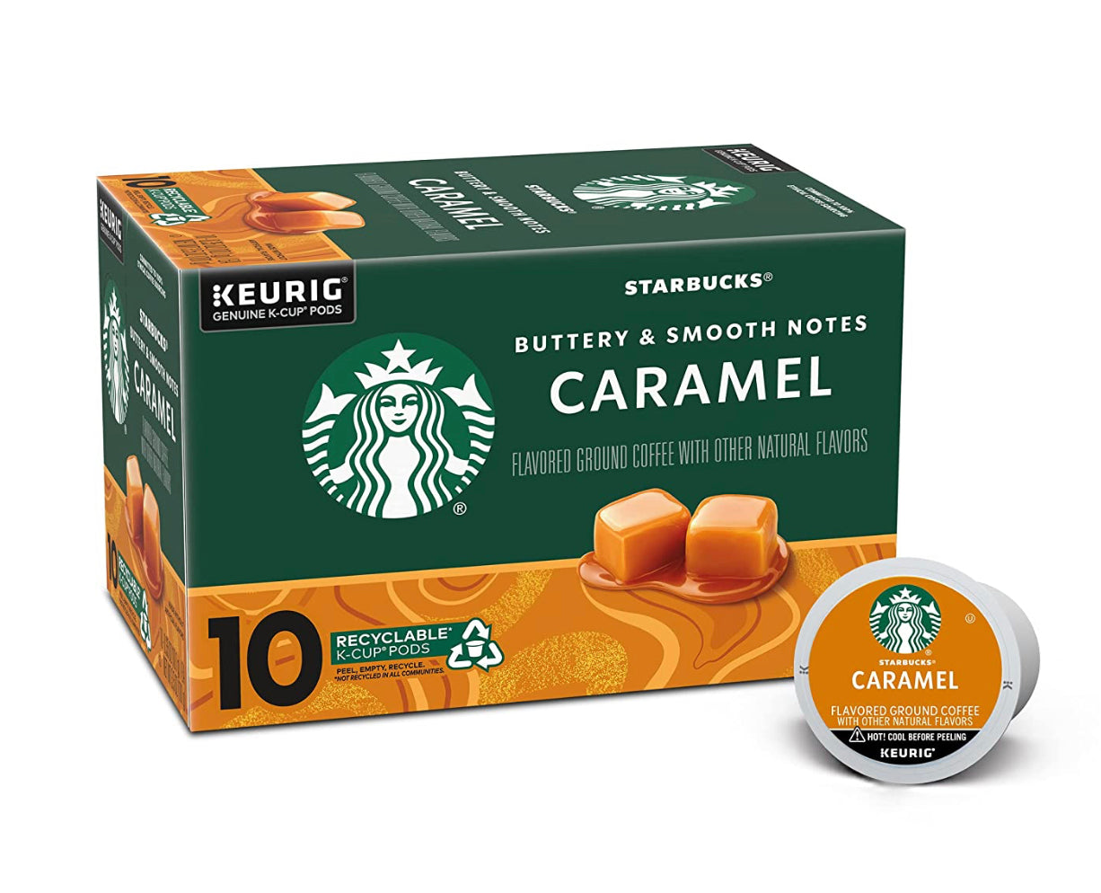 Starbucks K-Cup Pods Caramel Flavored Coffee 100% Arabica 10 pods