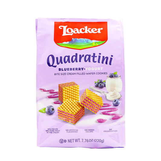 Loacker Quadratini Blueberry Yogurt Wafer Cookies 7.76oz