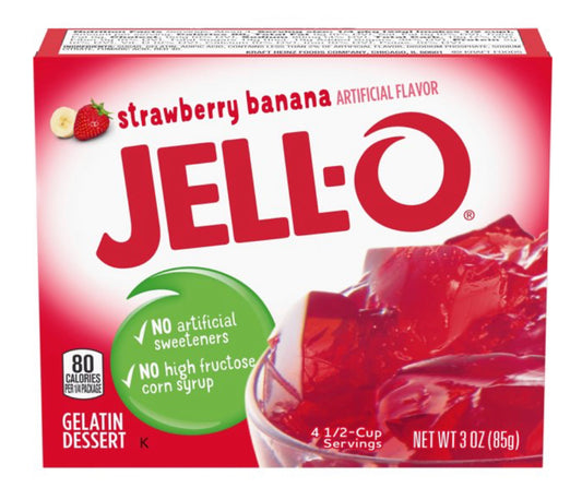 Jell-O Strawberry Banana Gelatin Dessert Mix 3oz