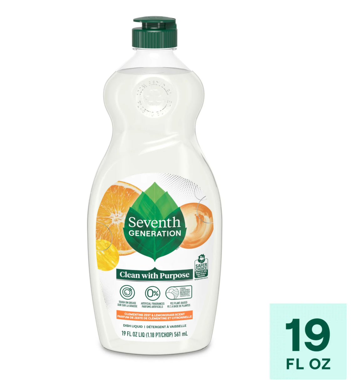 Seventh Generation Clean With Purpose Dish Soap Clementine Zest & Lemongrass 19oz