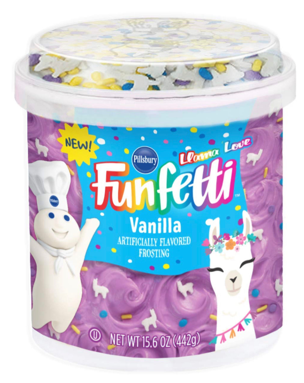 Pillsbury Funfetti Llama Love Bold Purple Vanilla Frosting 15.6oz