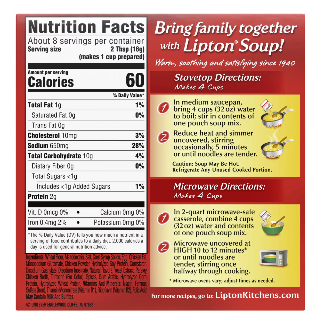 Lipton Noodle Soup Instant Soup Mix 4.5oz 2ct