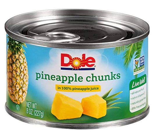 Dole Pineapple Chunks In 100% Fruit Juice 8oz