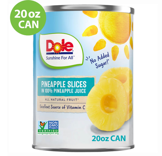 Dole Pineapple Slices In 100% Pineapple Juice 20oz