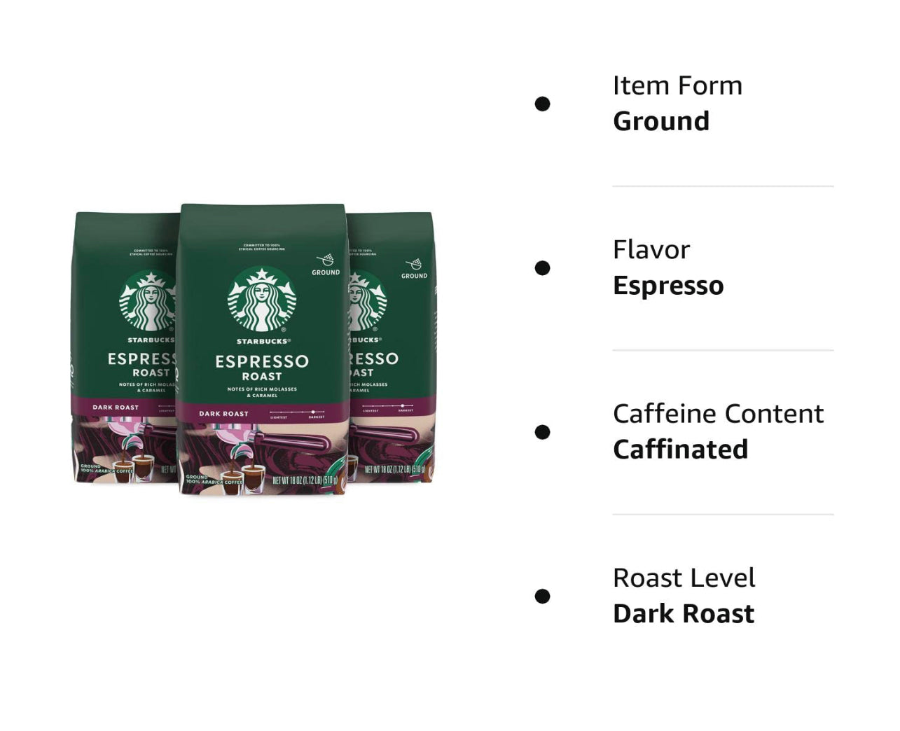 Starbucks Espresso Roast Dark Roast Ground Coffee 12oz