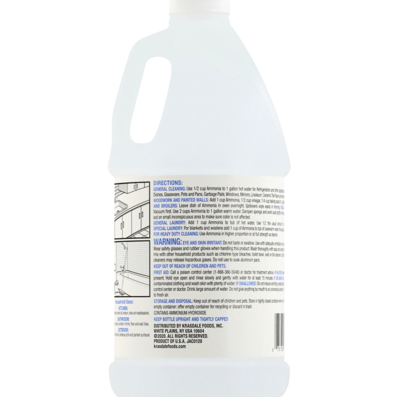 Krasdale Clear Ammonia All Purpose Cleaner 64 oz