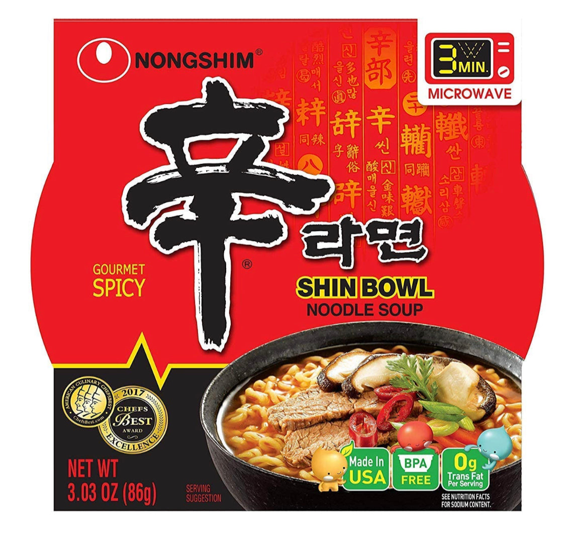 Nongshim Shin Bowl Noodle Soup Gourmet Spicy 3.03oz