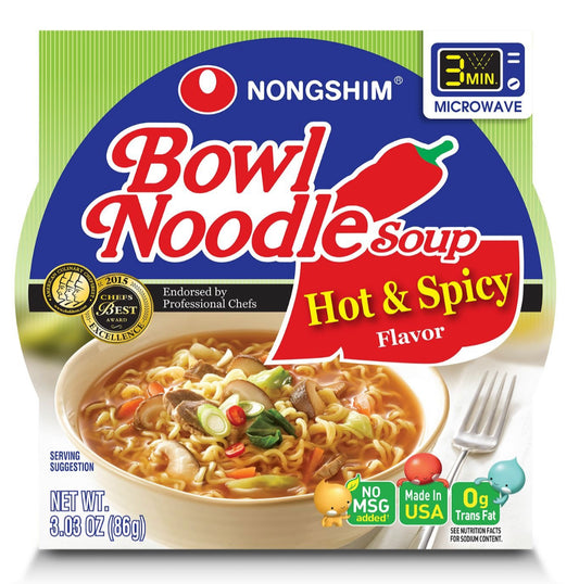 Nongshim Bowl Noodle Soup Hot & Spicy Flavor 3.03oz