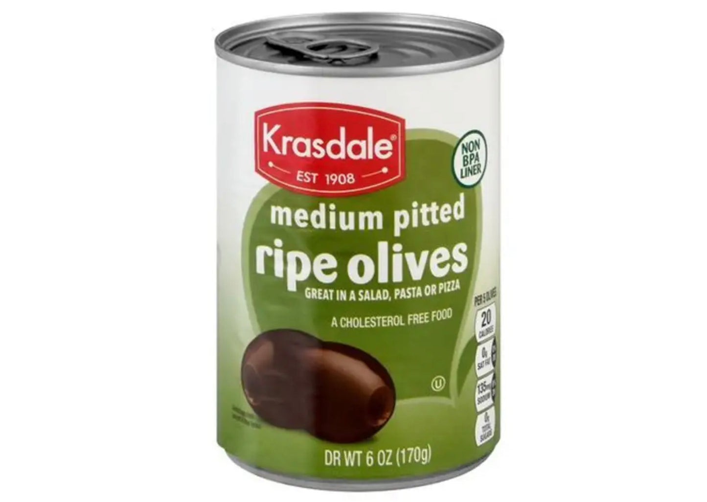 Krasdale Medium Pitted Ripe Olives 6z