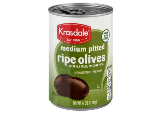 Krasdale Medium Pitted Ripe Olives 6z