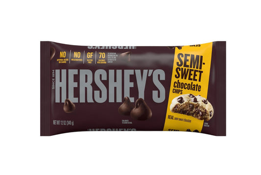 HERSHEY'S, Semi Sweet Chocolate Baking Chips, Gluten Free, 12 oz, Bag