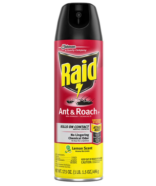 Raid Ant & Roach Killer Aerosol Lemon Scent 17.5oz