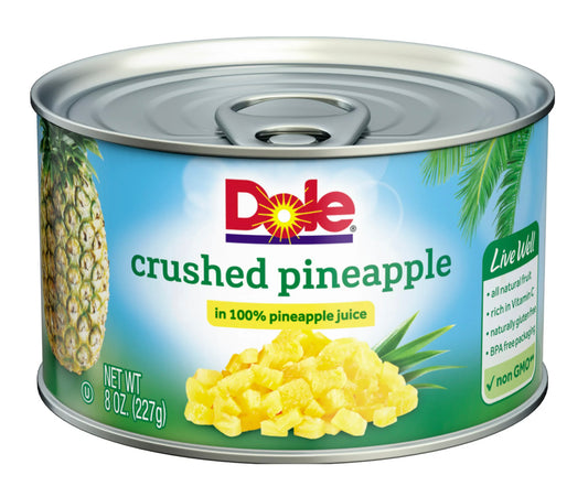 Dole Crushed Pineapple In 100% Pineapple Juice 8oz