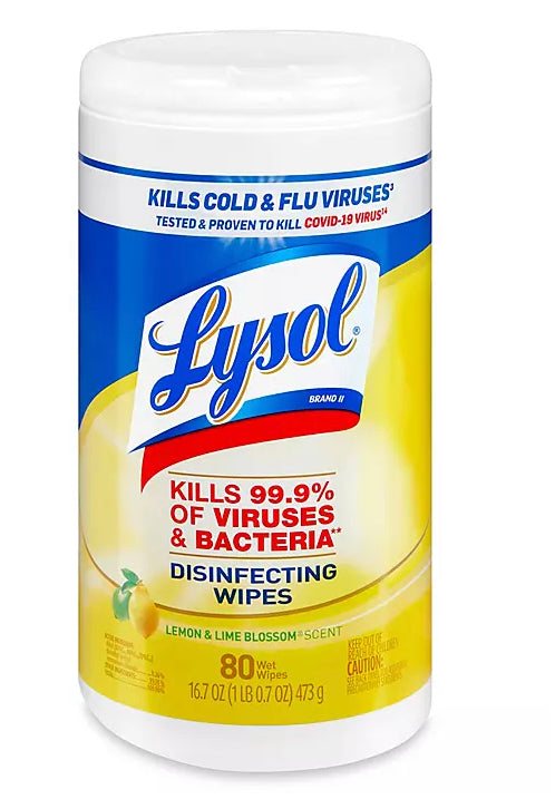 Lysol Disinfecting Wipes Lemon Scent 80ct