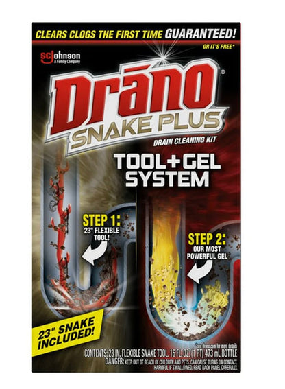 Drano Snake Plus Drain Cleaning Kit Tool + Gel System
