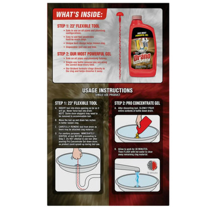 Drano Snake Plus Drain Cleaning Kit Tool + Gel System