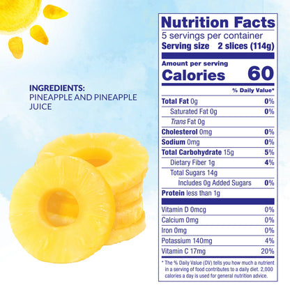 Dole Pineapple Slices In 100% Pineapple Juice 20oz