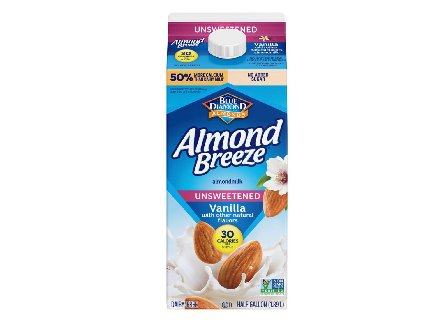 Almond Breeze Unsweetened Vanilla Almond Milk 1/2gl