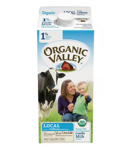 Organic Valley 1% Reduced Fat Milk 1/2gl