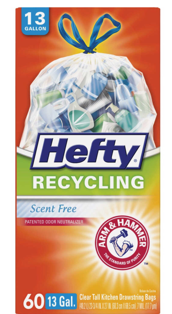 Hefty Clear Tall Kitchen Recycling Bag 13gl 60ct