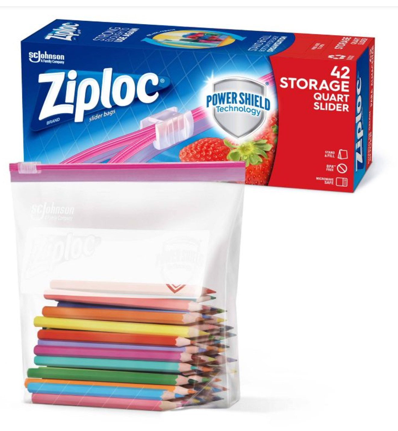 Ziploc Slider Storage Quart Bags 42ct