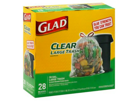 Glad Large Drawstring Clear Bag 30gl 28ct