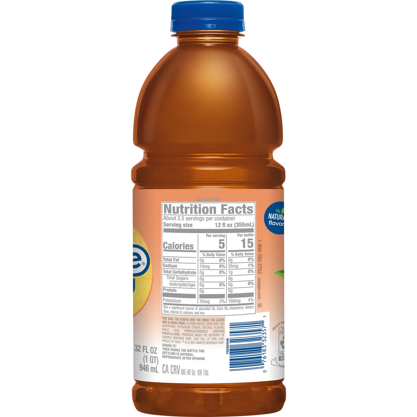 Zero Sugar Snapple Peach tea 32oz